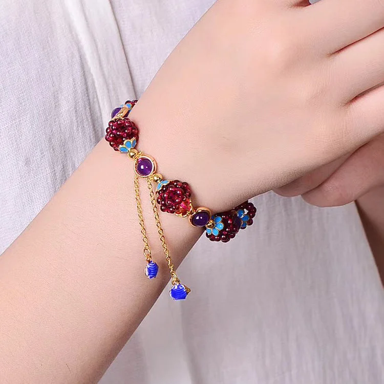 Garnet Tibetan Calm Charm Bracelet