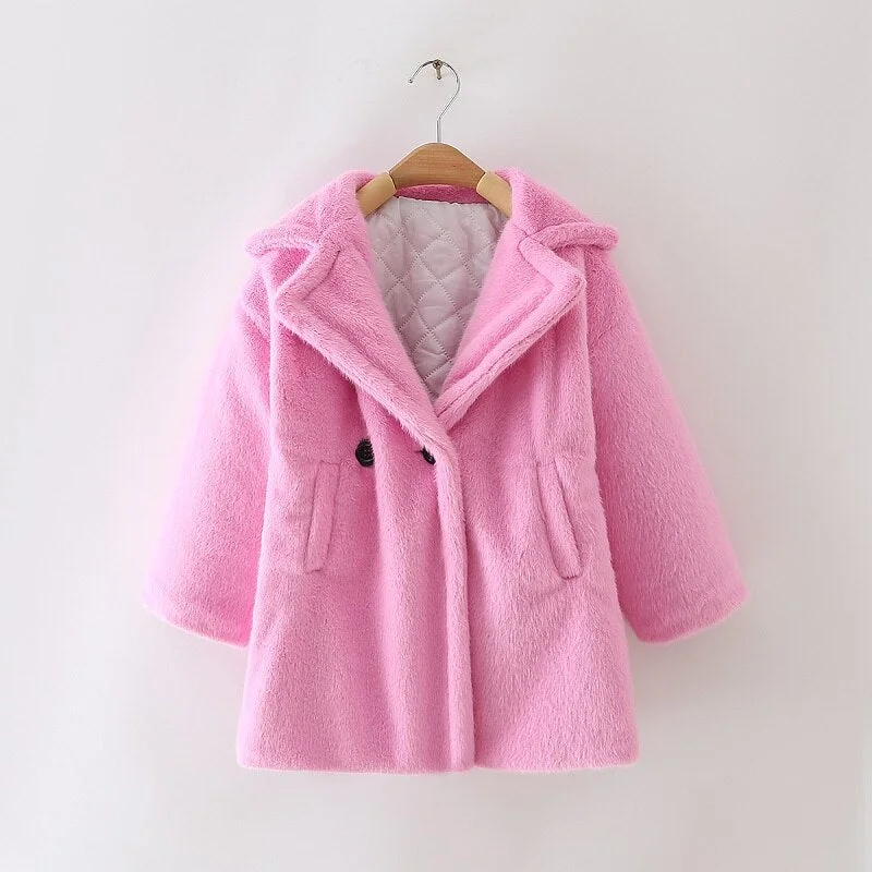 Baby Girl Winter Jacket Faux Fur Thick Infant Toddler Warm Coat Baby Outwear Turn Down Collar High Quality Girl Clothes 2-10Y