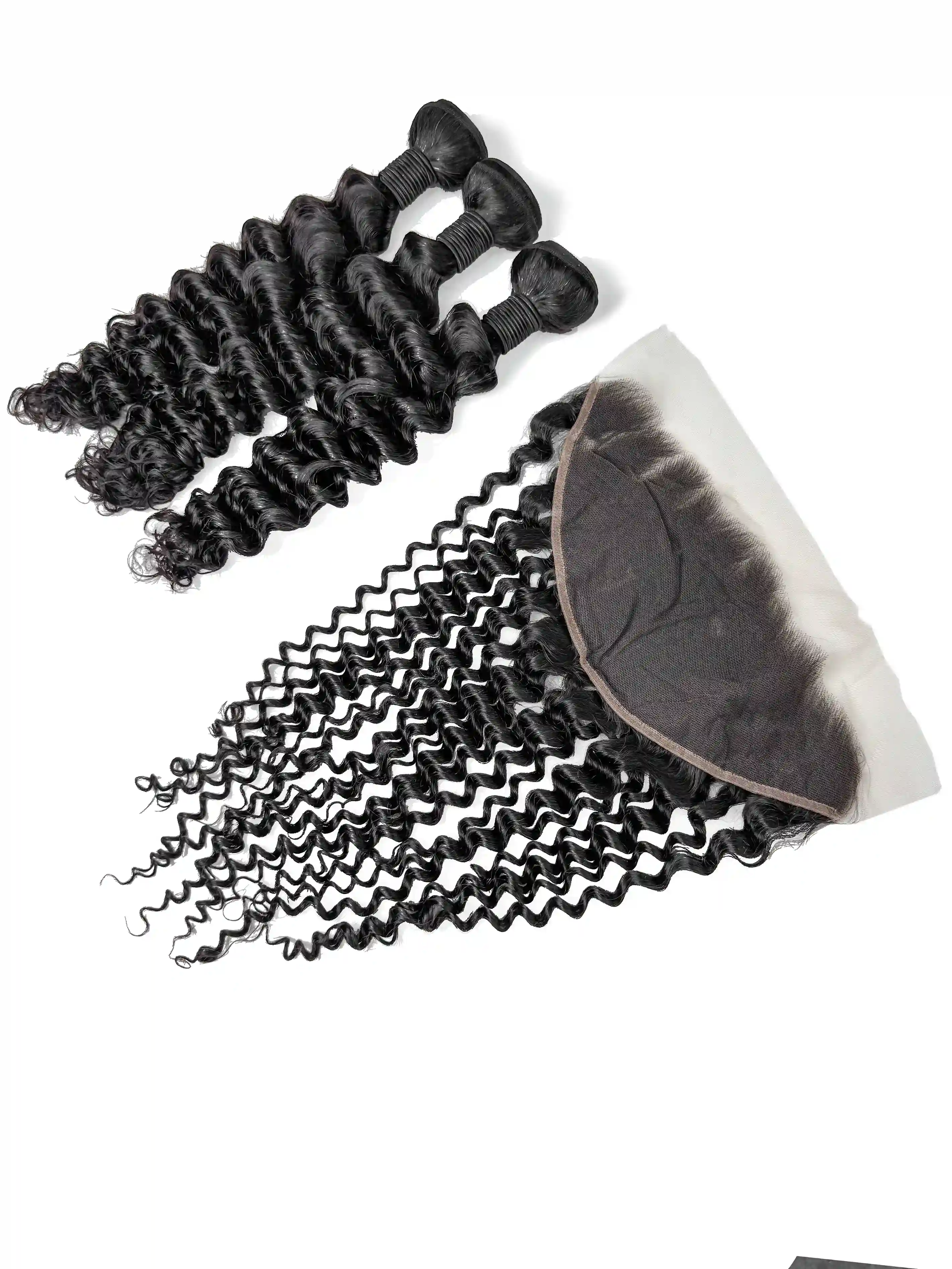 Deep Wave 3PCS Bundles & 1PC 13x6 Lace Frontal | Transparent & HD Lace | 100% Human Hair | Top Virgin Hair