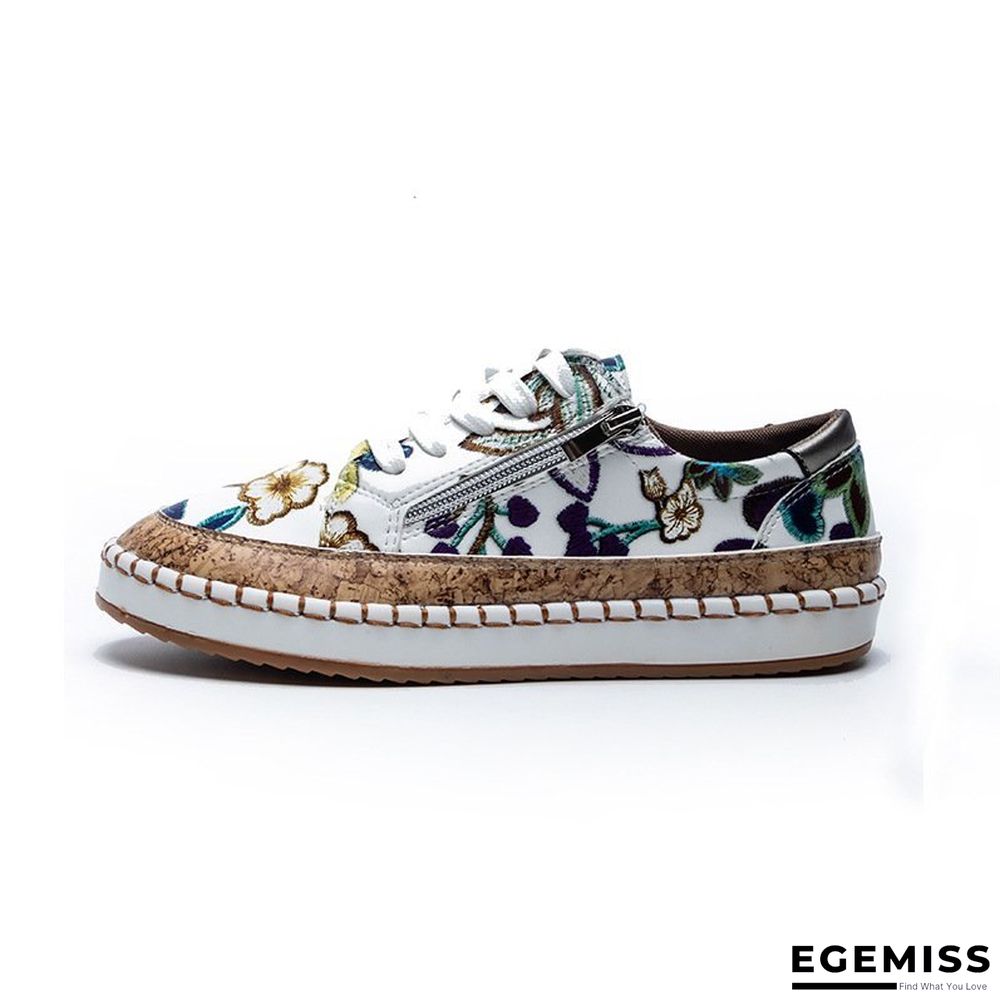 Colorblock printed lace-up flat women casual shoes | EGEMISS