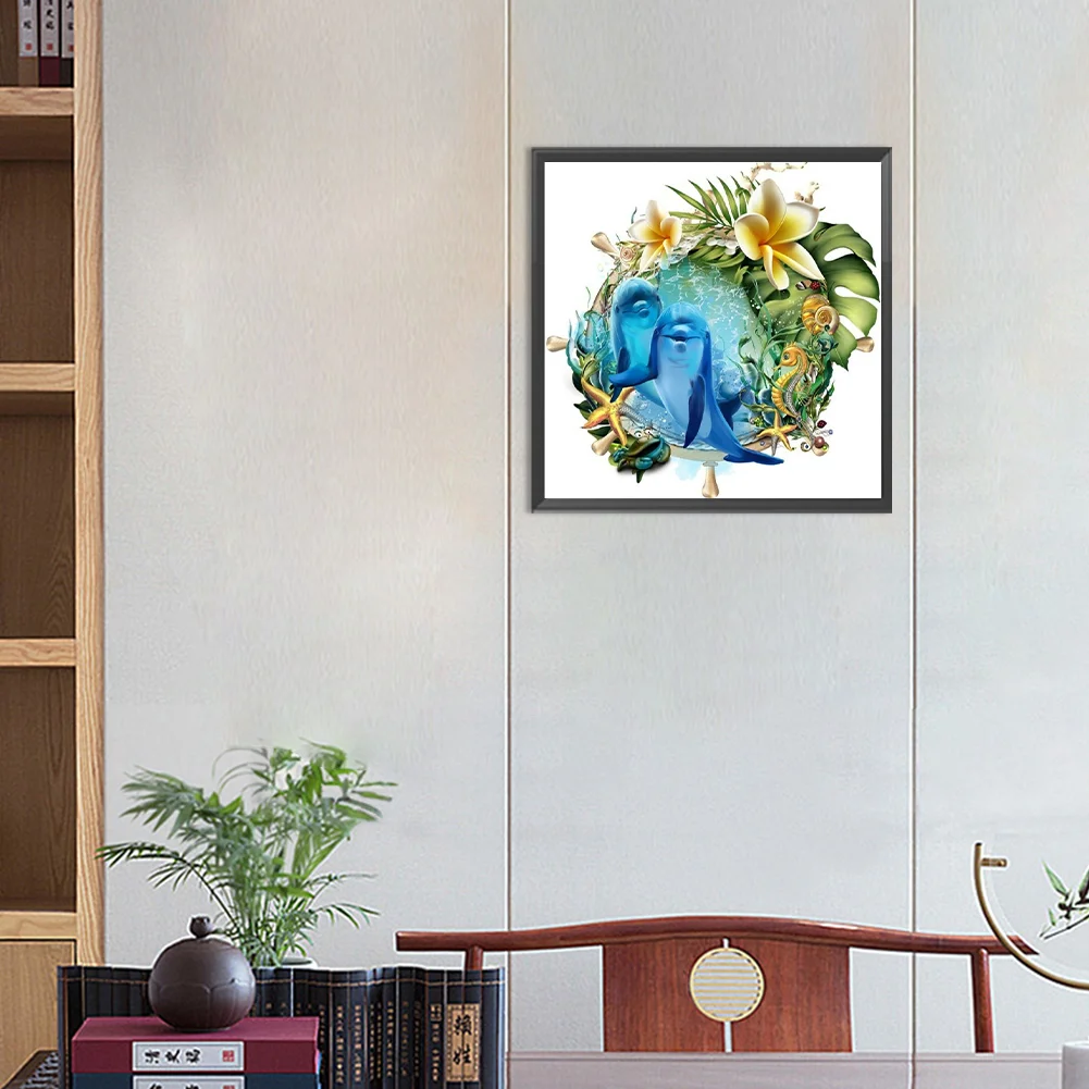 Diamond Painting - Full Round Drill - Dolphin(Canvas|30*30cm)