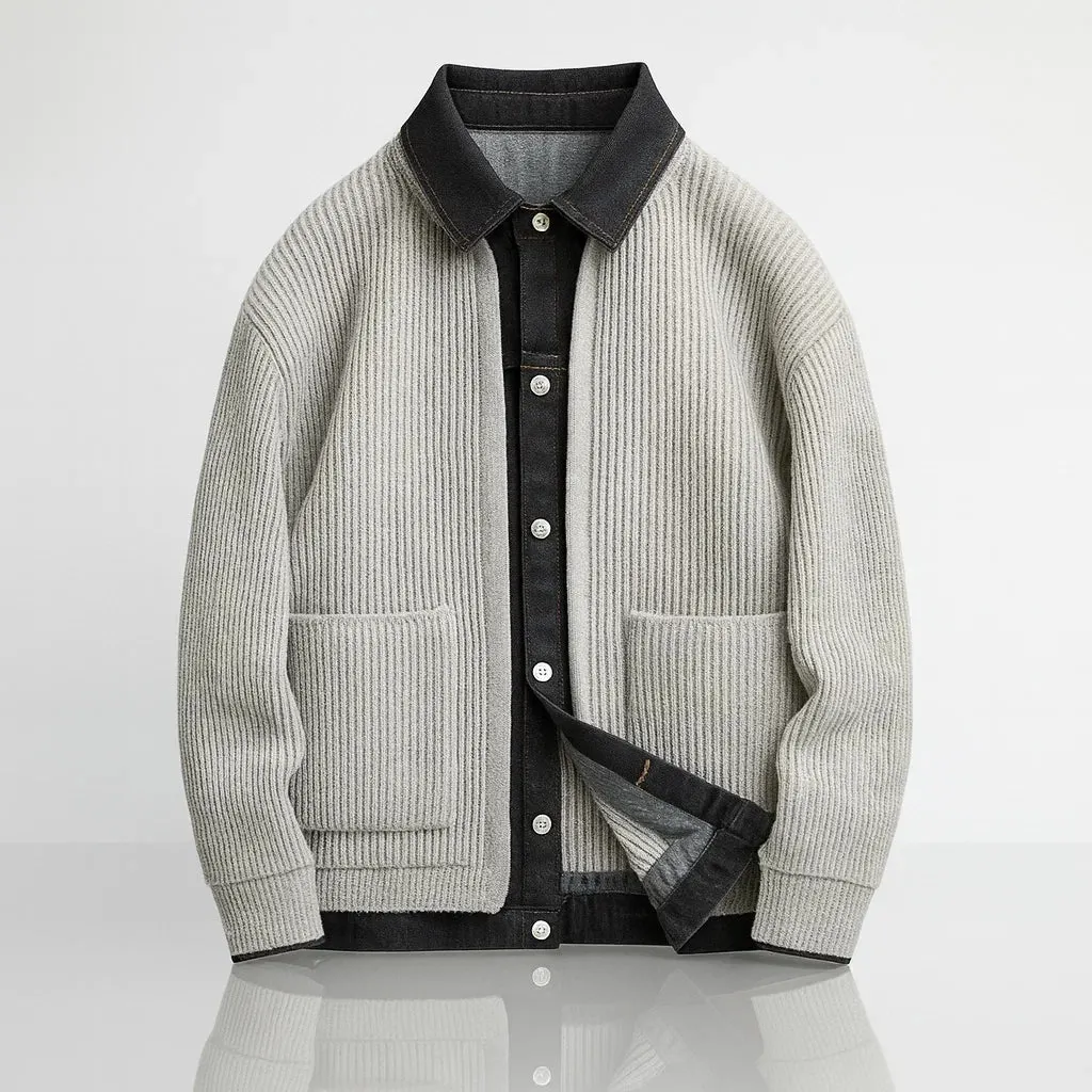 Men's Merino Wool Jacket &ndash; Denim-Trim Casual Overlayer &ndash; view 2
