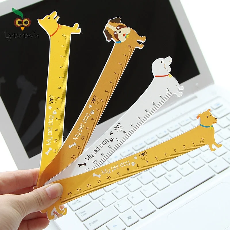 1 Piece Lytwtw's Kawaii Cute Lovely Puppy Dog Plastic Straight Ruler Study Student Stationery School Supplies measuring Gift