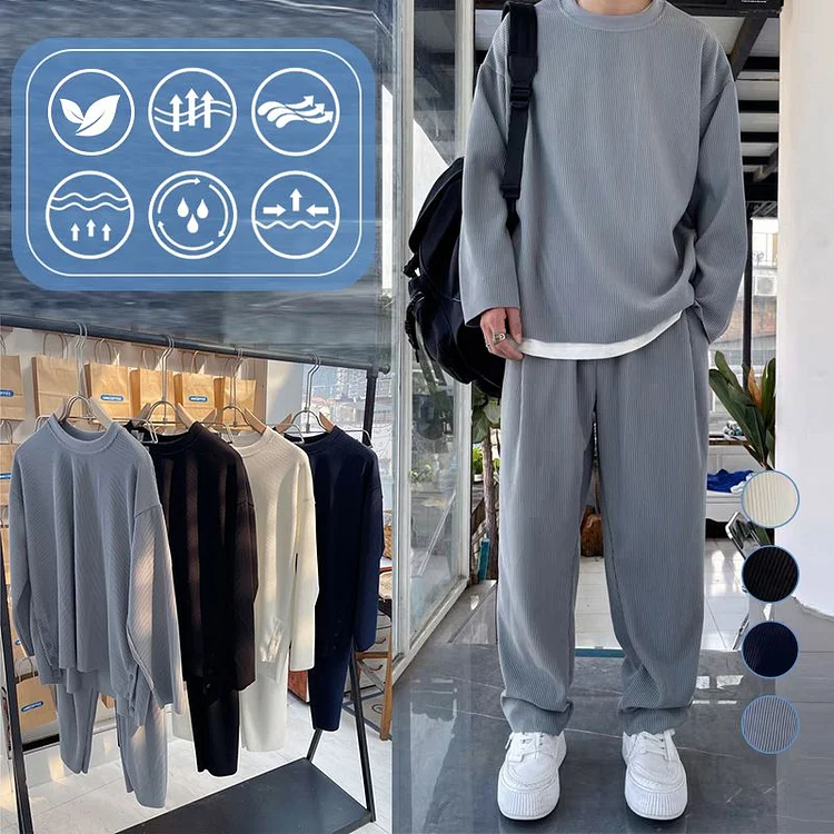 【🎁Mother's Day Gift】Men’s Loose Fashionable Long Sleeve 2-piece Set
