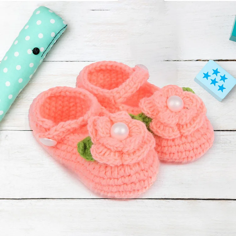 Handmade Newborn Baby Infant Boys Girls Crochet Knit Shoes(Orange)