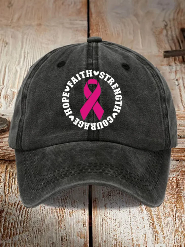 Unisex Breast Cancer Ribbon Print Baseball Cap