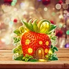 (US Local)Double Sided Special Shape Strawberry House Diamond Painting LED Light Ornaments