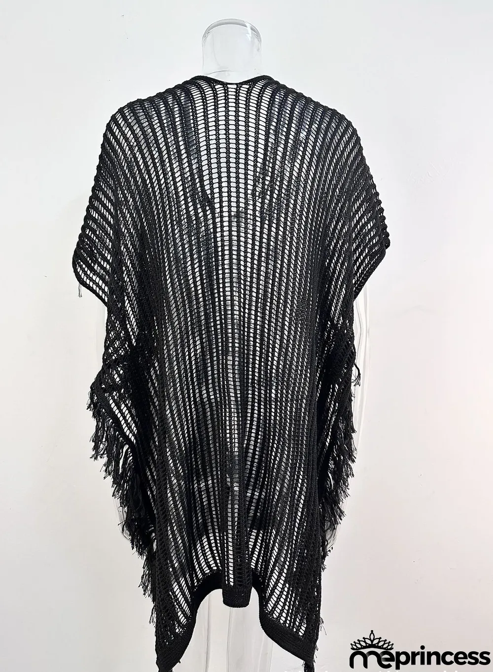 Summer Maxi V-neck Hollow Tassel Beach Suit Holidays Shirt Beach Sun Shield