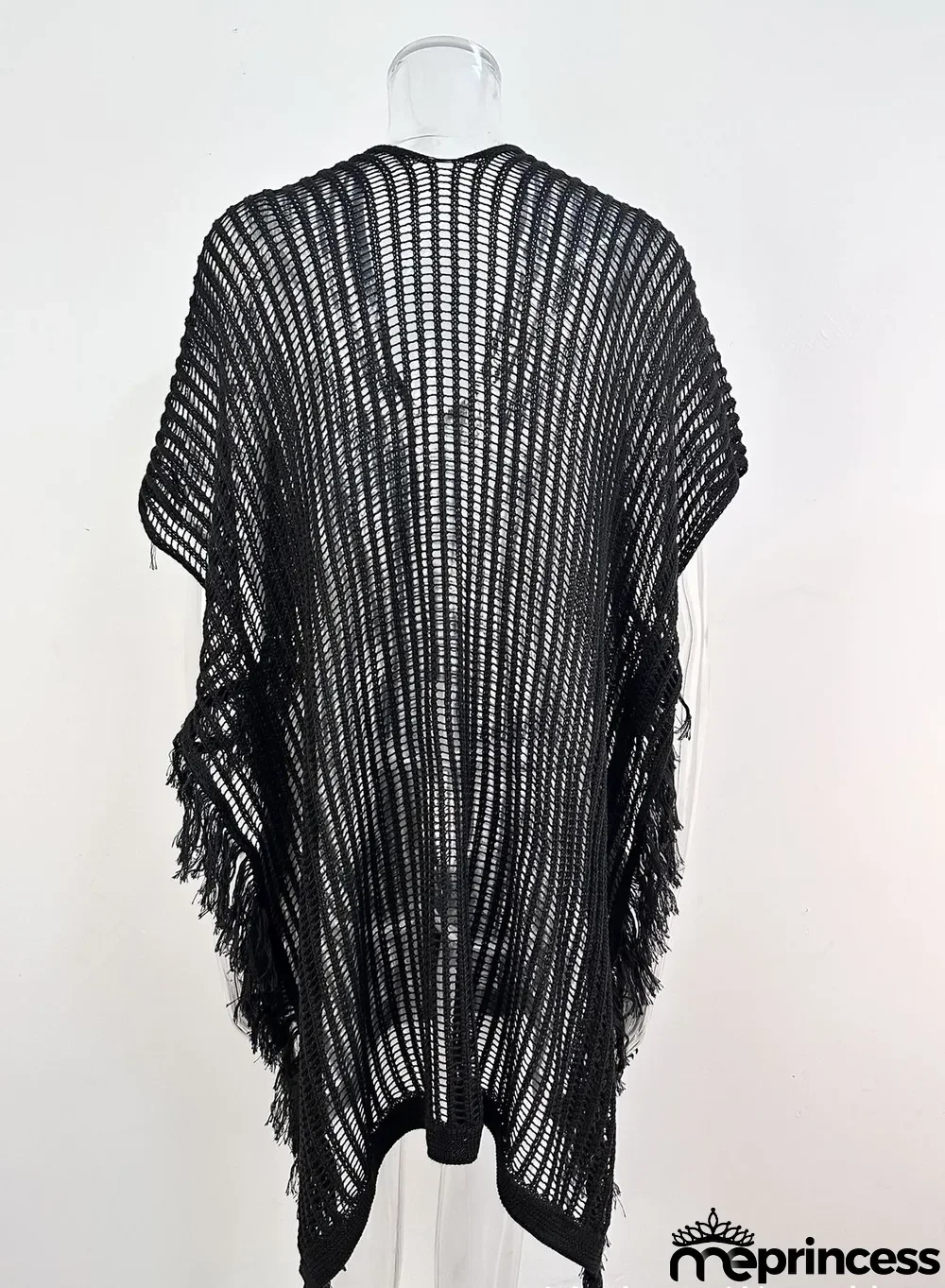 Summer Maxi V-neck Hollow Tassel Beach Suit Holidays Shirt Beach Sun Shield