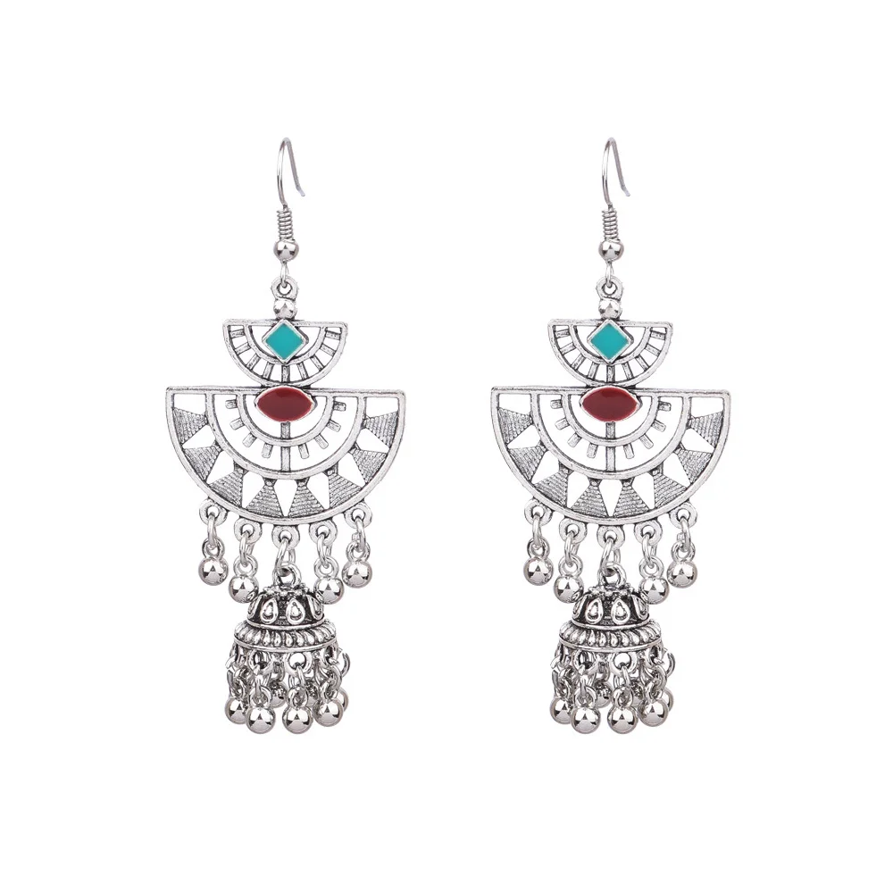 Women's Bohemian Hollow Tassel Rice Bead Earrings