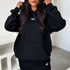 Fashionable Sporty Embroidered Logo Hooded Two-piece Set by Inlyline