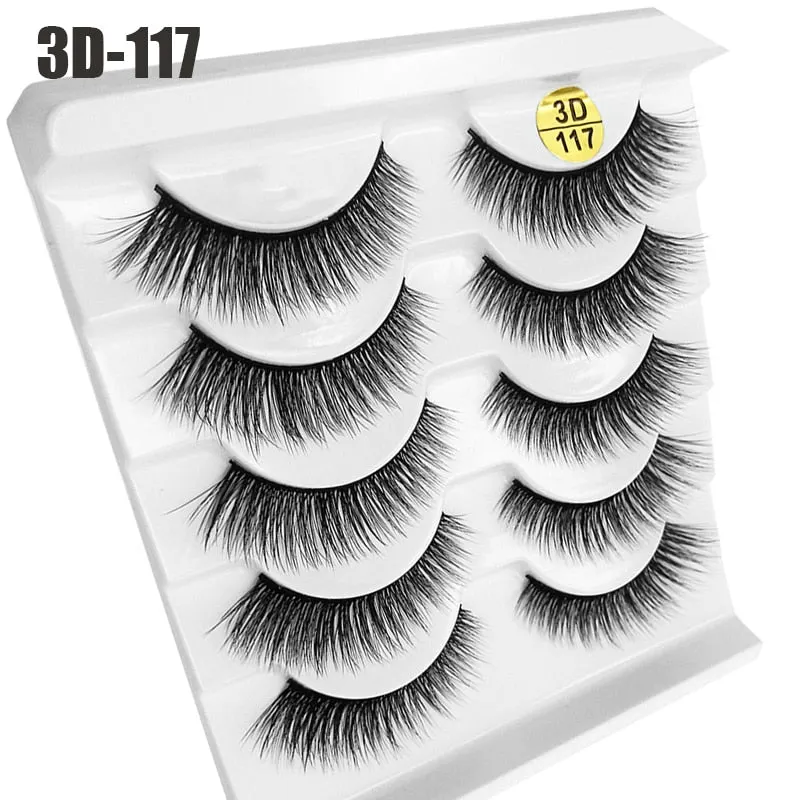 5Pairs 6D Mink Lashes False Eyelashes Natural Long Eyelash Extension Cross Volume Soft Fake Eye Lashes Winged Faux Cils Dropship