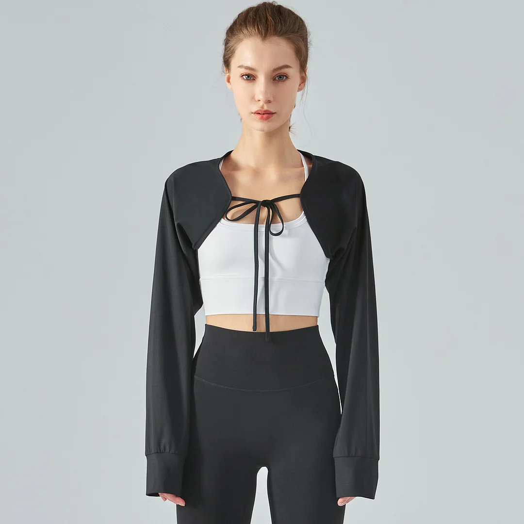 Buy Black sunscreen loose breathable cool feeling naked feeling skin friendly dri-fit moisturewicking crop top of high quality on Hergymclothing