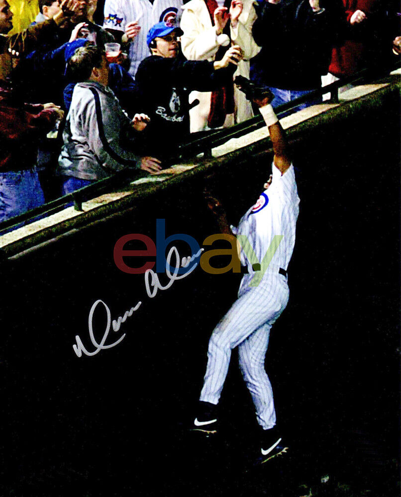 Moises Alou Signed Cubs 2003 NLCS Game 6 Bartman Foul Ball 8x10 reprint Photo Poster painting