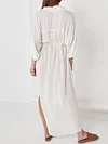 Split-Side Lace-Up Half Sleeves Cover-Ups Tops