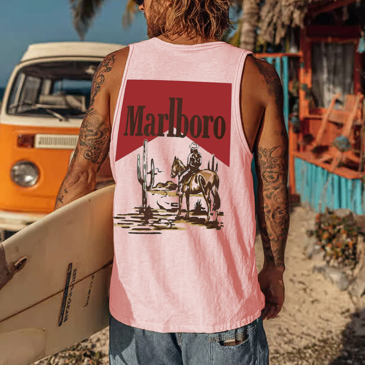 Western Cowboy Retro Print Vest / TECHWEAR CLUB / Techwear