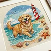 Golden Retriever Seaside Puppy-14CT Stamped Cross Stitch 30*30cm