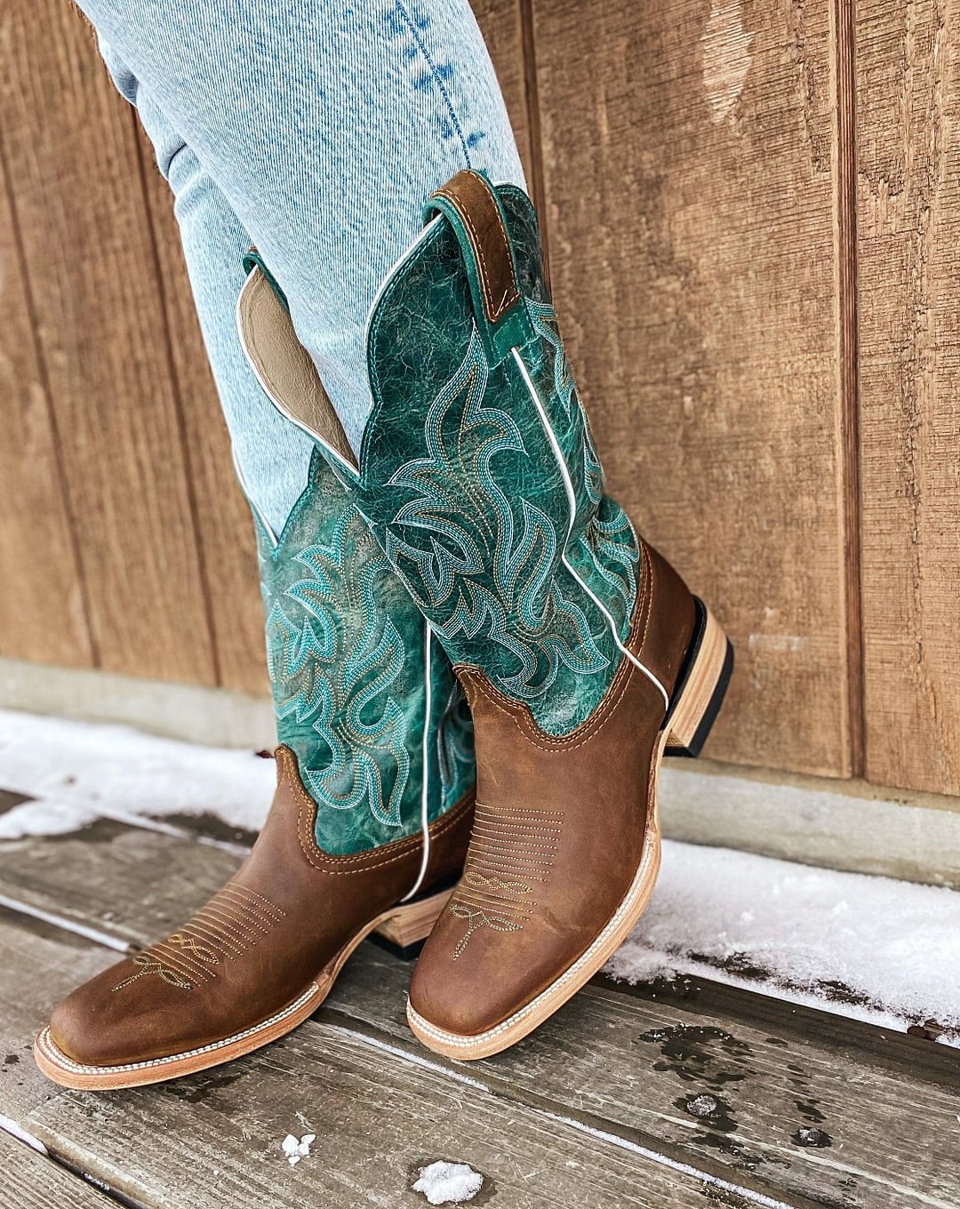 Redhawk Krysta Boots Women's Turquoise/Brown Square Toe Western Boots 5203