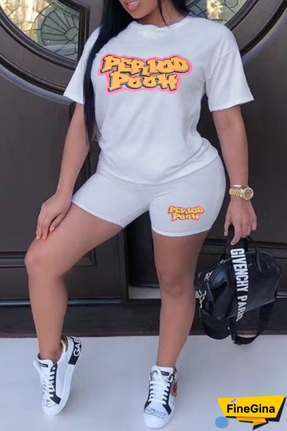 Purple Casual Street Print Patchwork Letter O Neck Plus Size Two Pieces