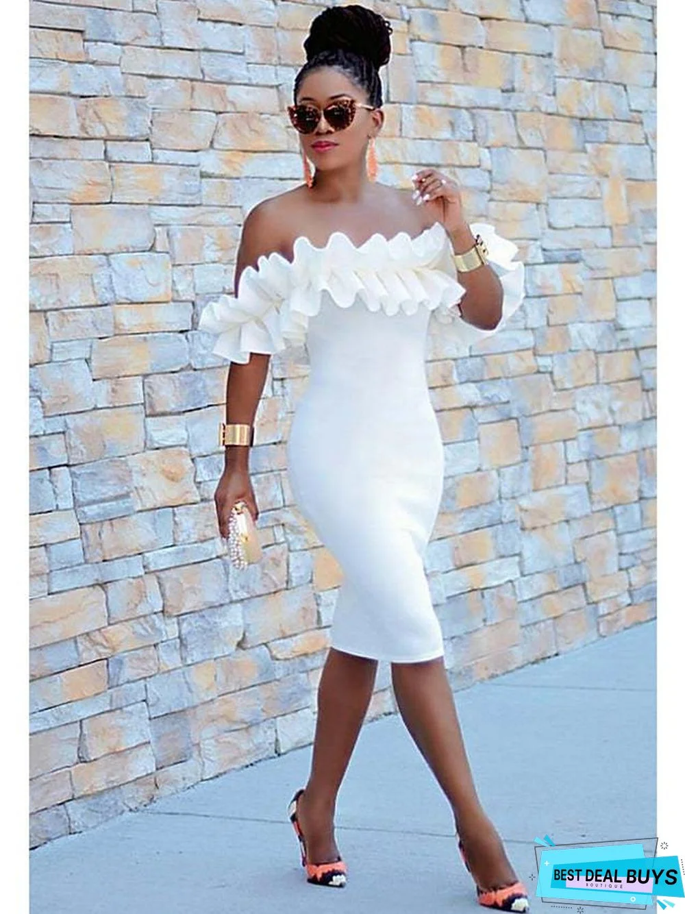 Women's Sheath Dress Knee Length Dress Sleeveless Ruched Fall Spring Hot Elegant Sexy Cotton White Black