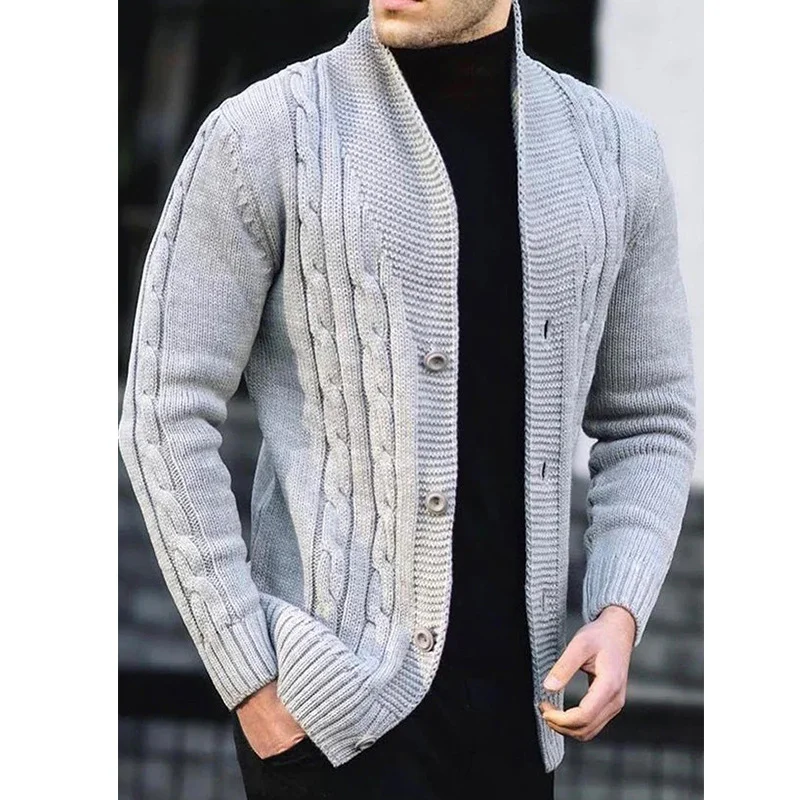Wongn Wongn Men's Casual Sweater New Add Thick Warm Twist Cardigan Men's Autumn And Winter Sweater Coat