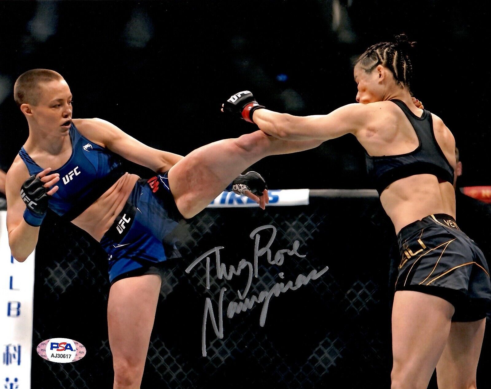 Rose Namajunas Zhang Weili auto signed inscribed 8x10 Photo Poster painting UFC PSA Full Graph