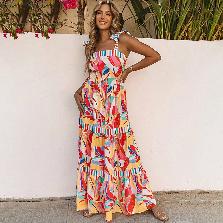 Sling Bandeau Printed Maxi Dress