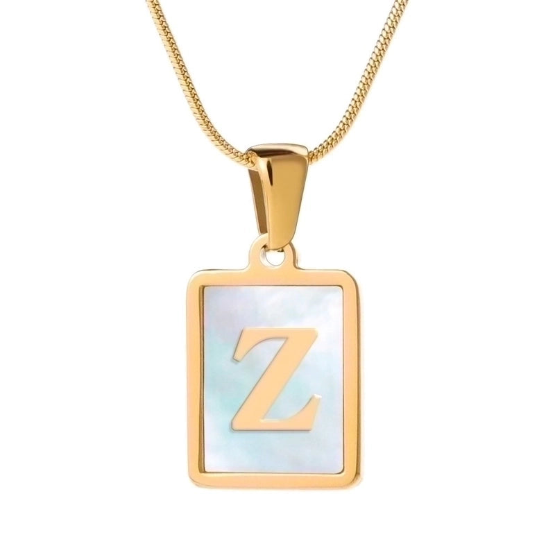 Stainless Steel 18K Gold Plated Casual Commute Plating Inlay Letter Shell Pendant Necklace