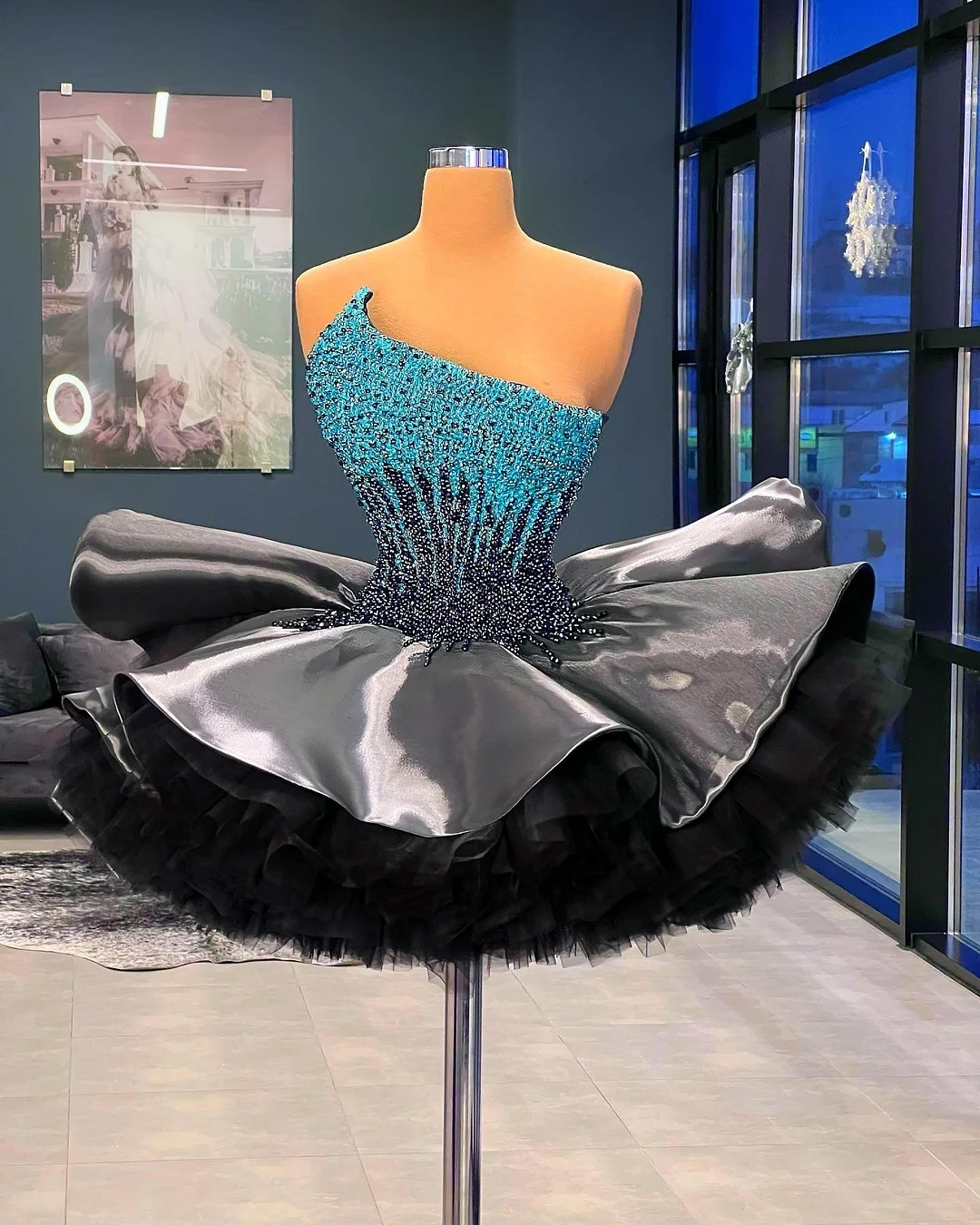 Gray Beaded Ballerina Dress