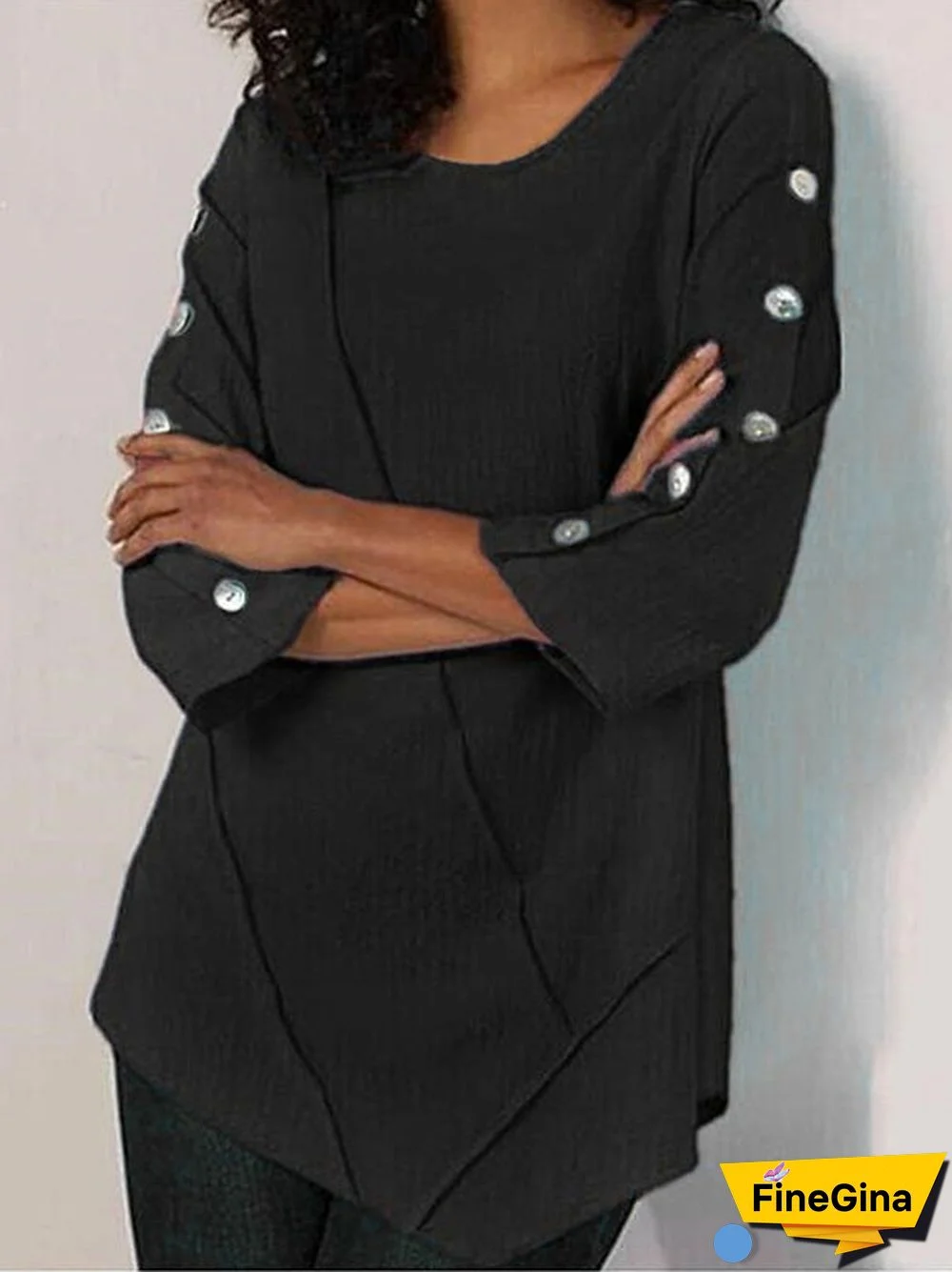 Women'S T-Shirts Casual Solid Button Half Sleeve T-Shirt