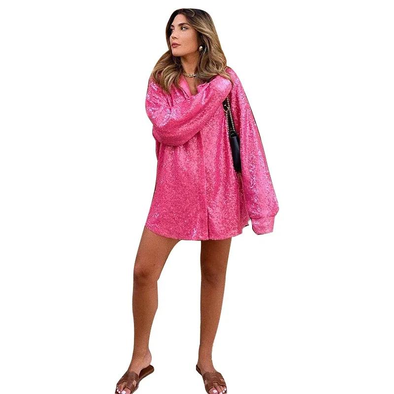 Women's Long Sleeve Sequin Shirt