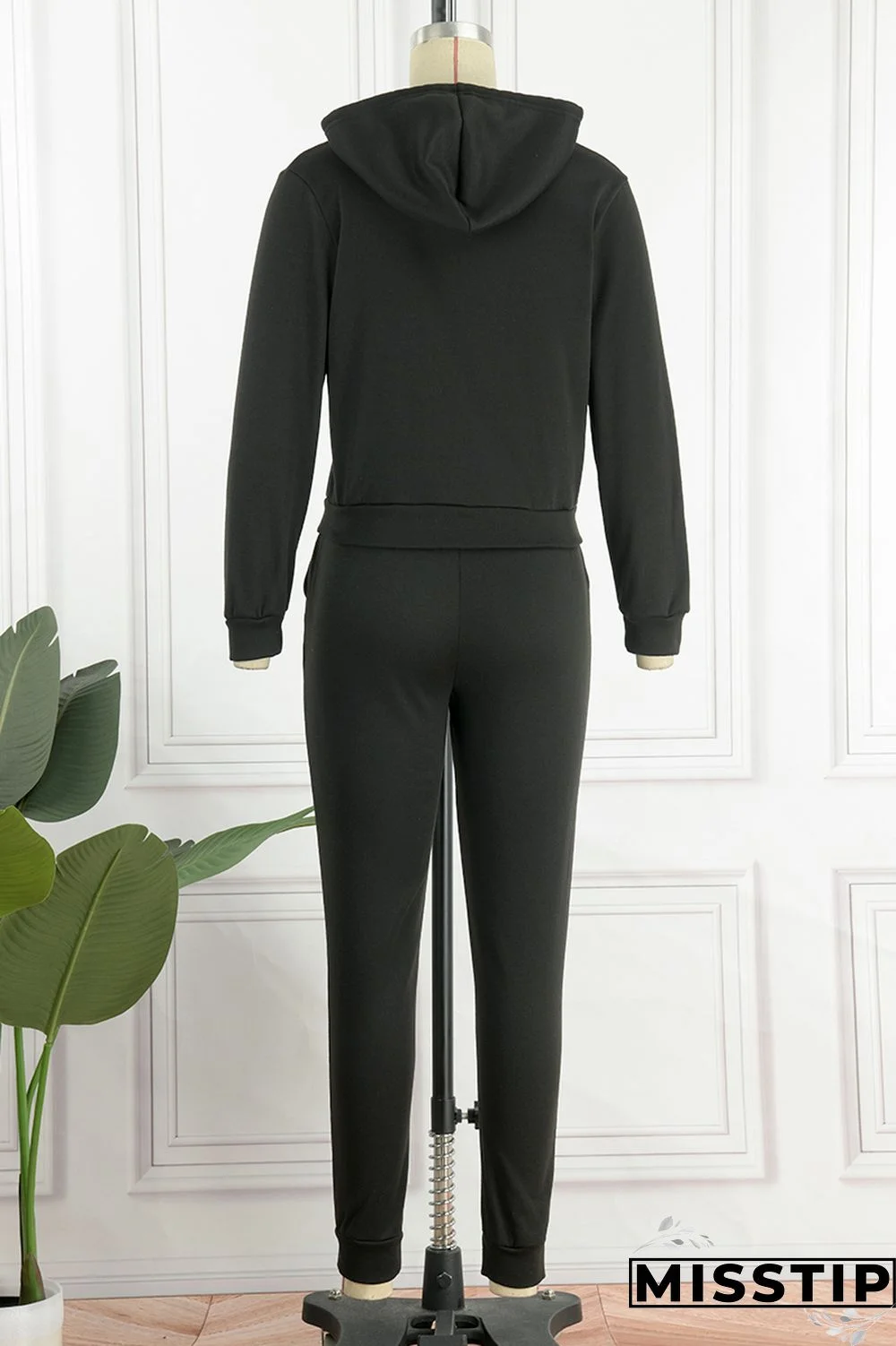 Brown Casual Letter Print Basic Hooded Collar Long Sleeve Two Pieces