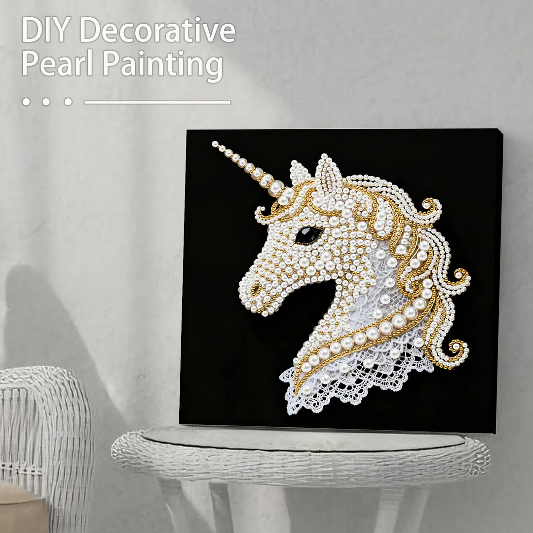Unicorn DIY Pearl Diamond Art Kit for Adults Home Decor 25x25cm With Frame