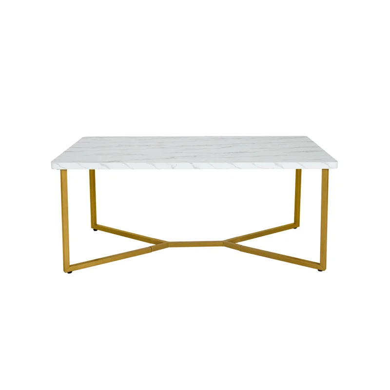 Faux Marble Coffee Table with Gold Finished Metal Frame