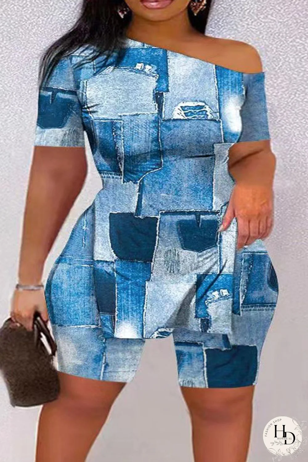 Black Red Casual Print Patchwork Slit Oblique Collar Plus Size Two Pieces