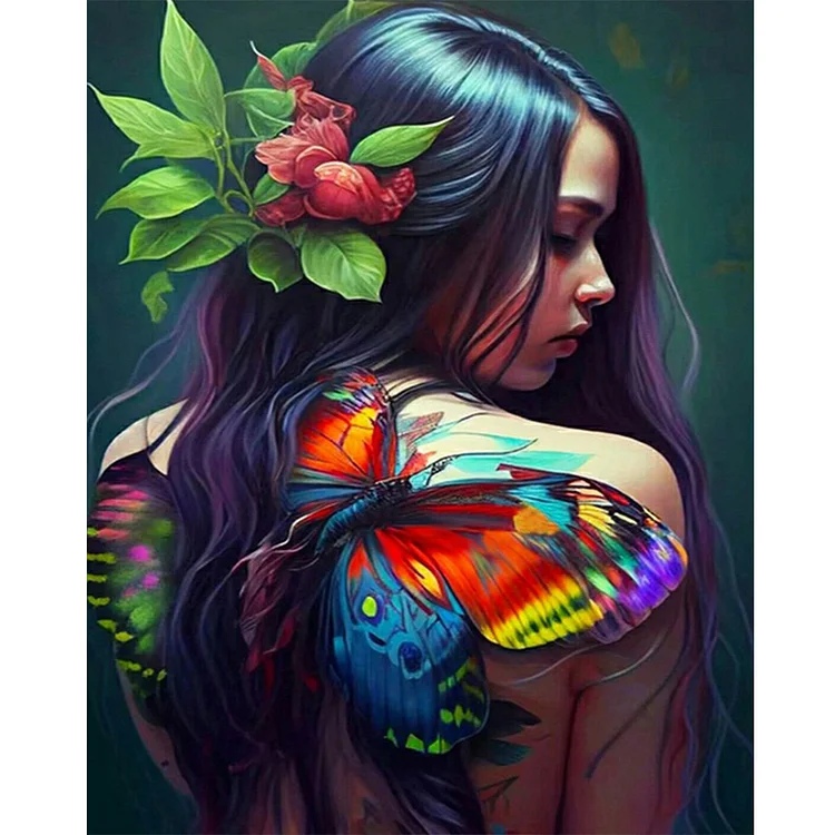 Butterfly Back Painting Women 40*50CM(Canvas) Full Round Drill Diamond Painting gbfke
