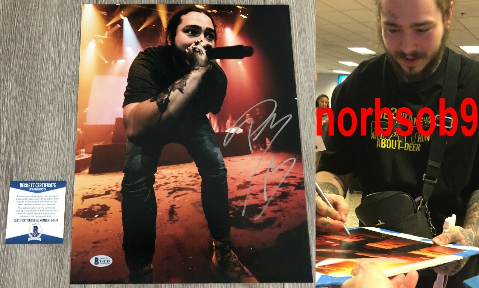 POST MALONE SIGNED AUTOGRAPH CONCERT 11x14 Photo Poster painting w/EXACT PROOF & BECKETT BAS COA