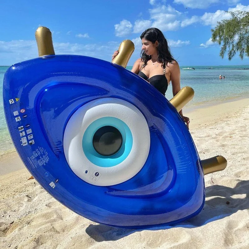 2022 Newest Giant Inflatable Eyeball Pool Float Lie on Greek Eye Floating Mattress Pool Lounge for Beach Floaty Summer Fun Toys