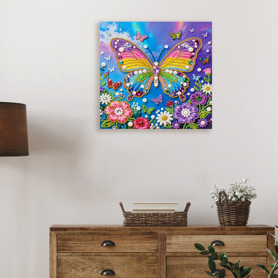 Butterfly Art Diamond Painting Kit for Adults Home Decor 25x25cm With Frame