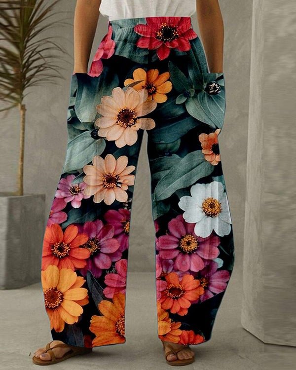 Floral Print Retro Casual Loose Pants S-5XL - Chicaggo
