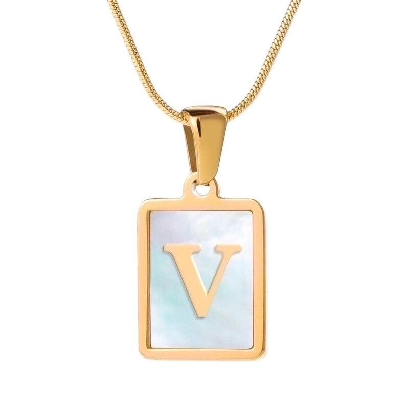 Stainless Steel 18K Gold Plated Casual Commute Plating Inlay Letter Shell Pendant Necklace