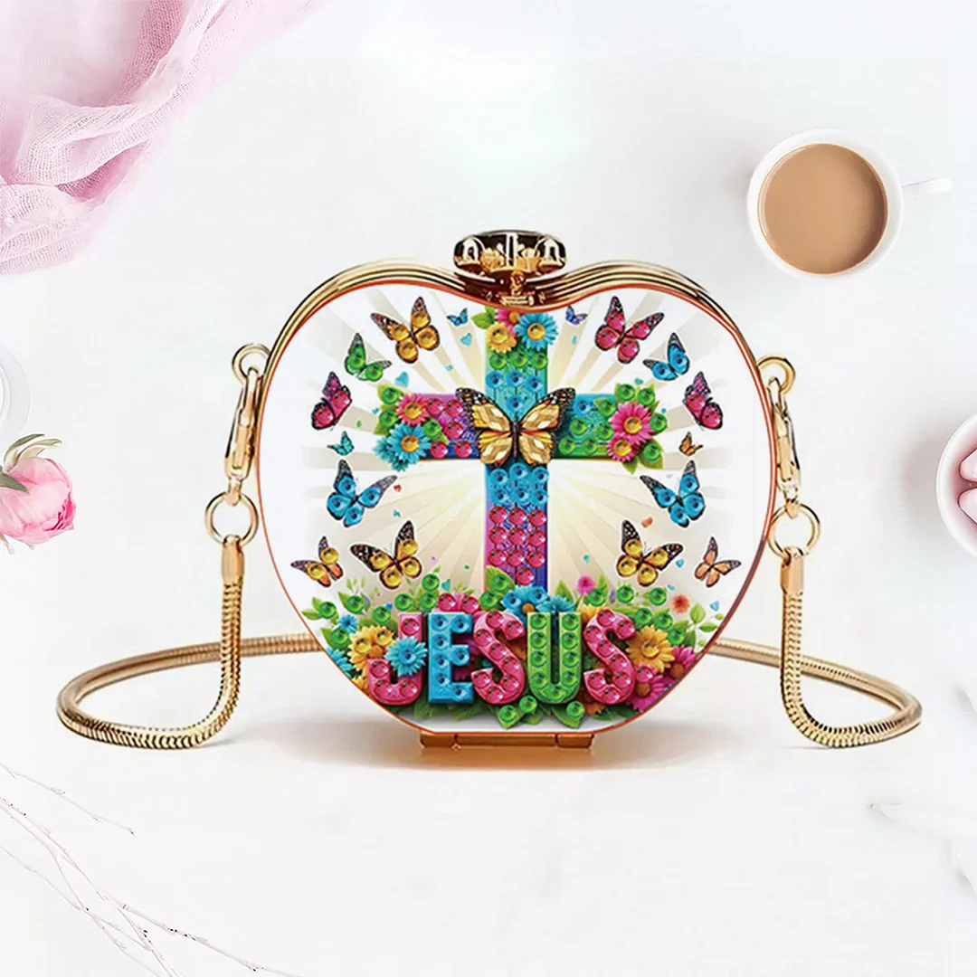 Cross DIY Acrylic Love Art Diamond Painting Coin Purse with Chain for Women Girl