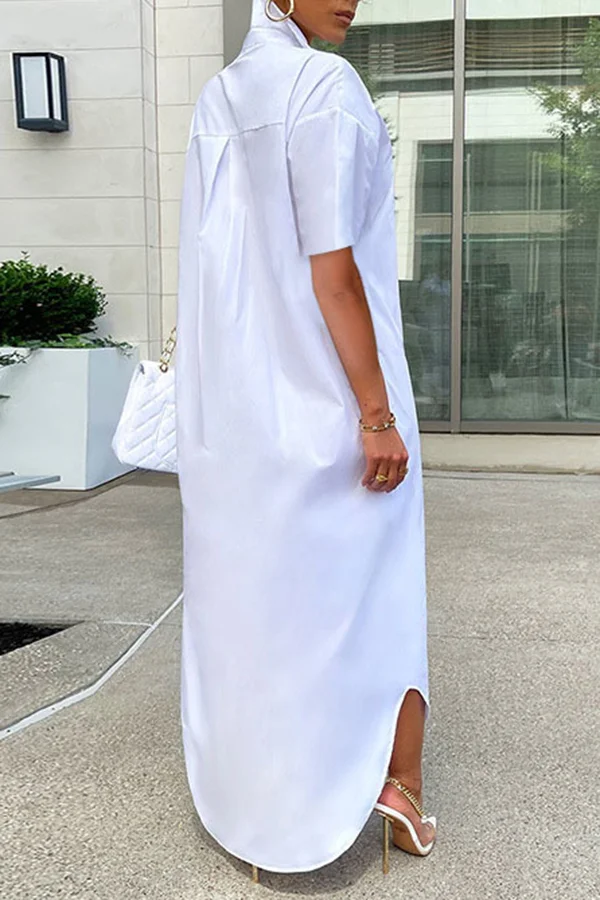Short Sleeve Irregular Hem Blouse Dress