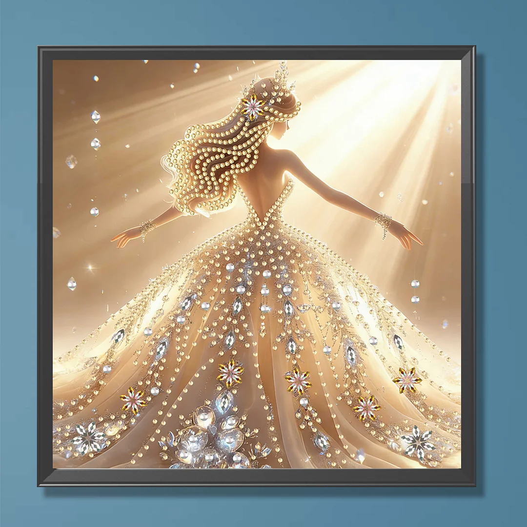 Diamond Painting - Partial Special Shaped Drill - Golden Fairy Gown(Canvas|30x30cm)