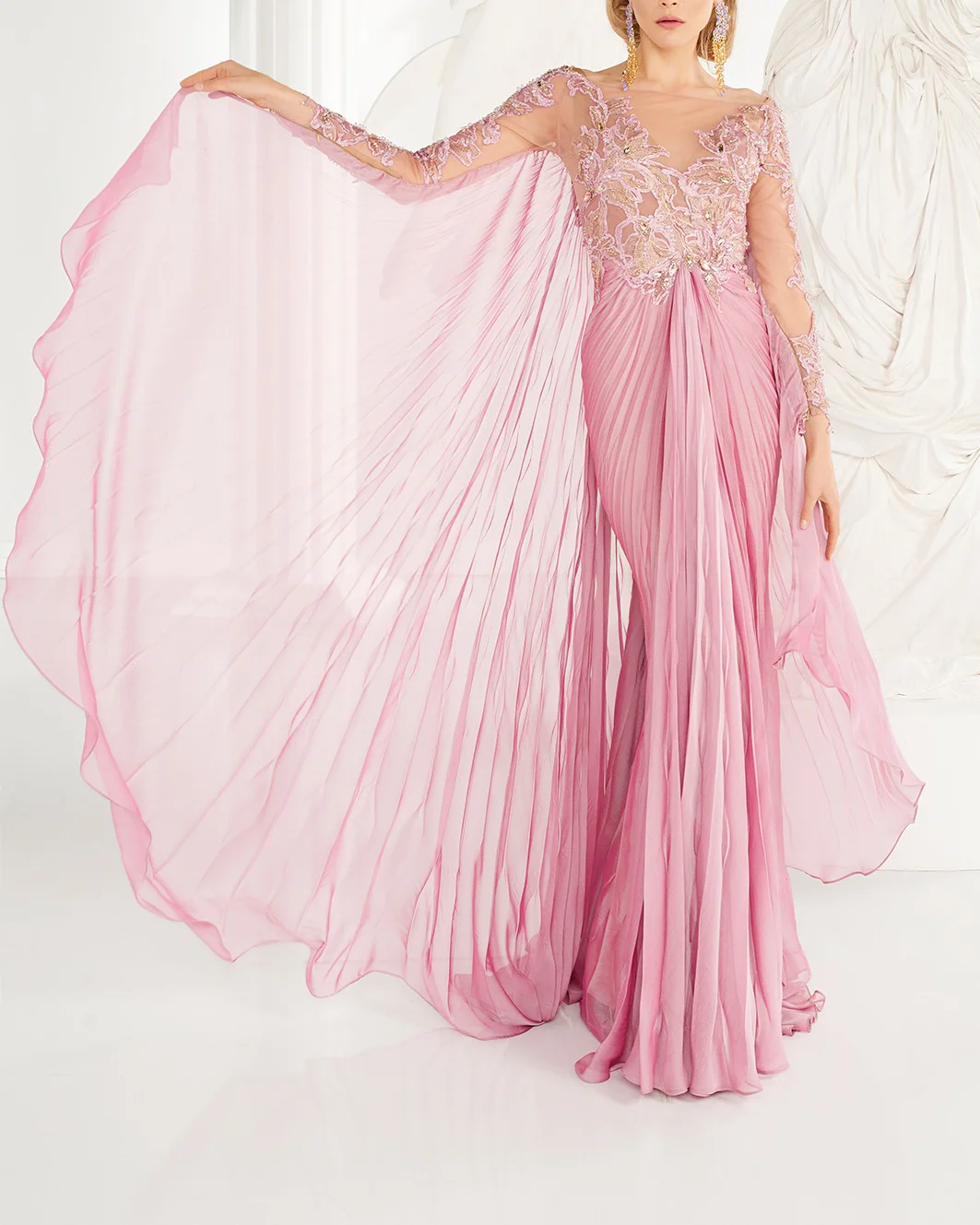 Mesh Rhinestone Shawl Swing Dress