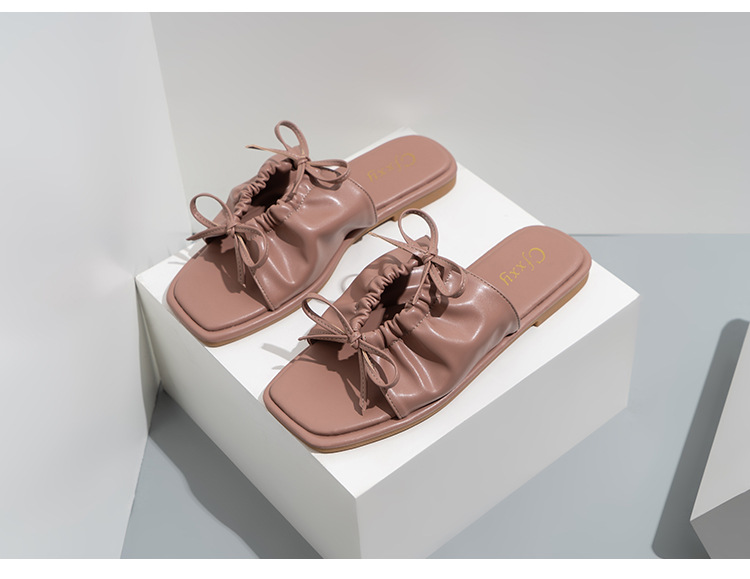 Fashion Bow Lace Up Pleated Hollow Out Sandals-Neogeekshirts:luchamp