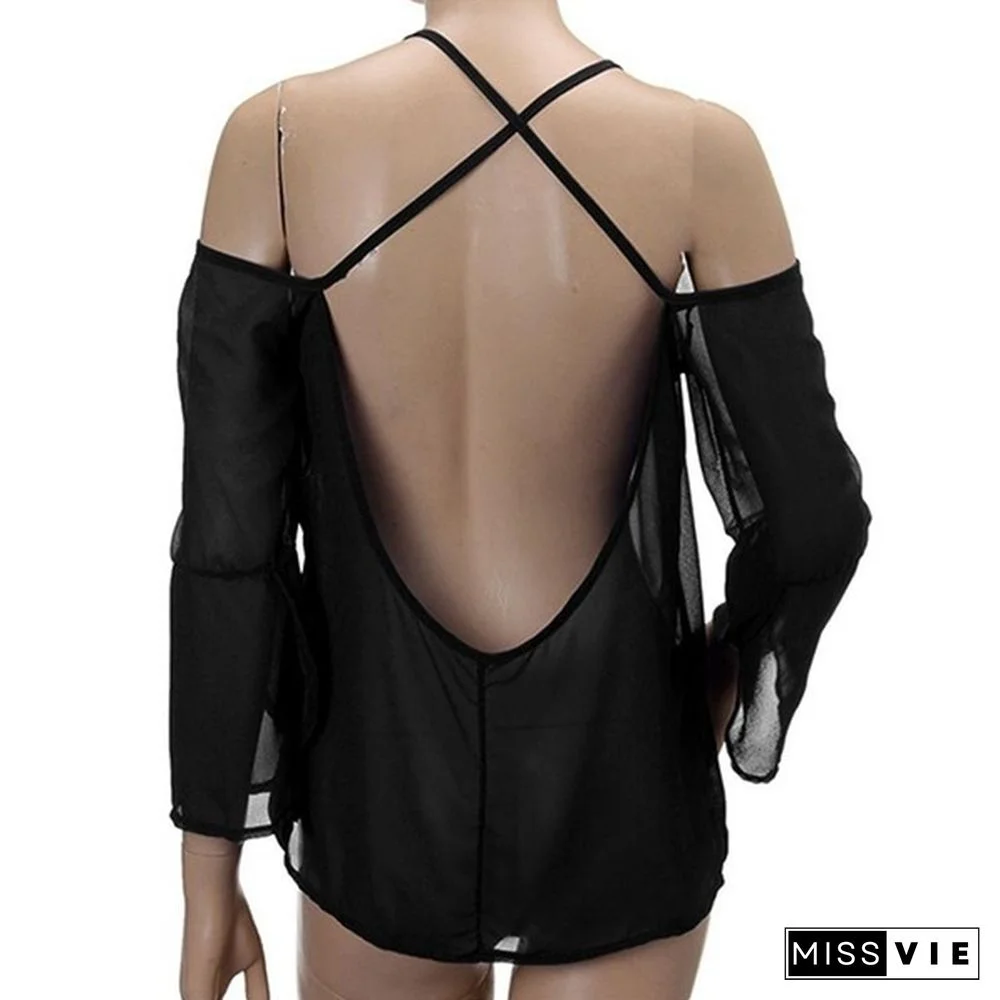 Women Summer Loose Casual Off-shoulder Chiffon Sleeveless Vest Shirt Tops Blouse