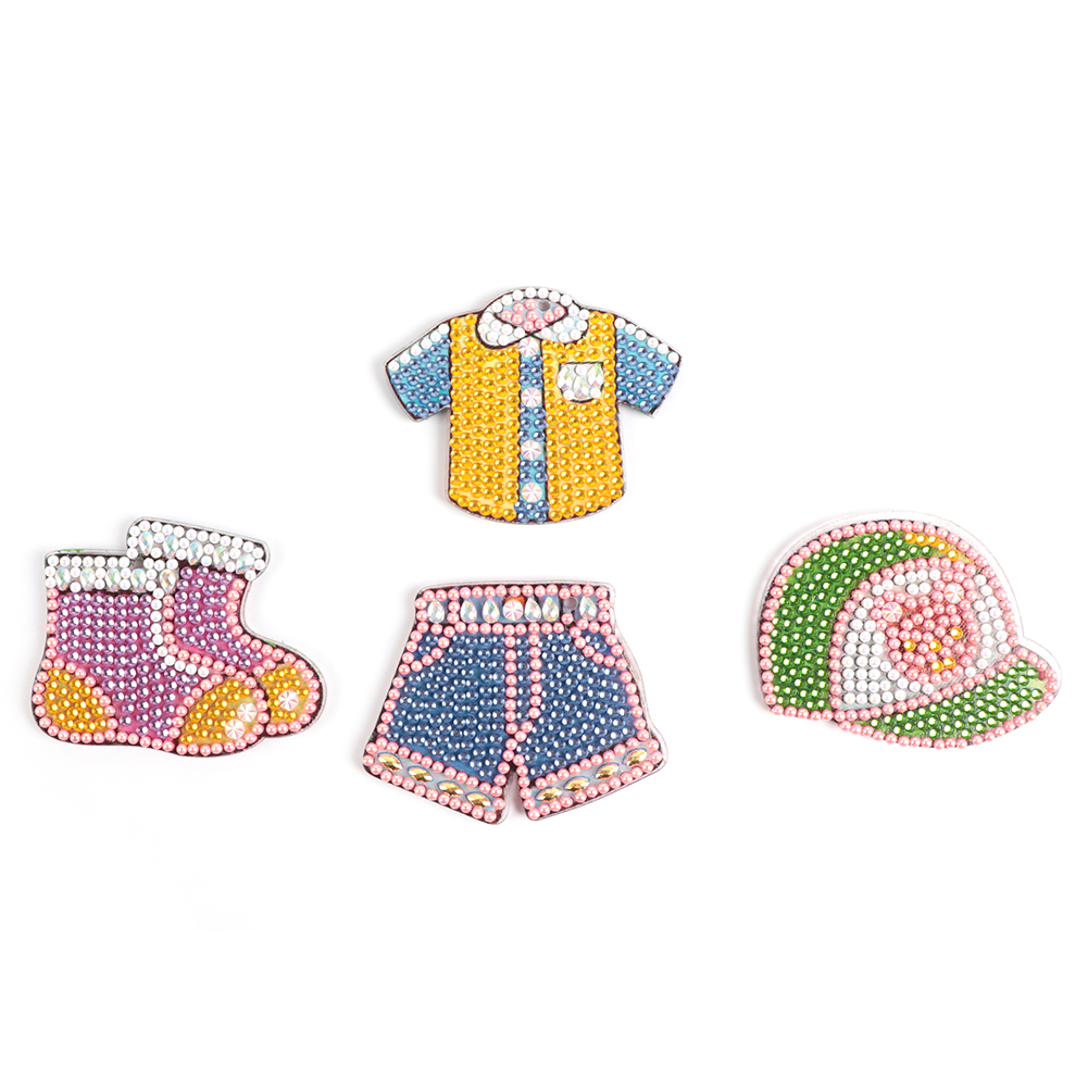 

4pcs Cute Clothing-DIY Creative Diamond Keychain, 501 Original