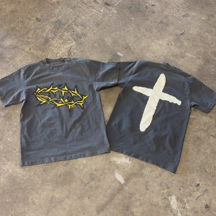 Jesus Cross Print Short Sleeve T-Shirt