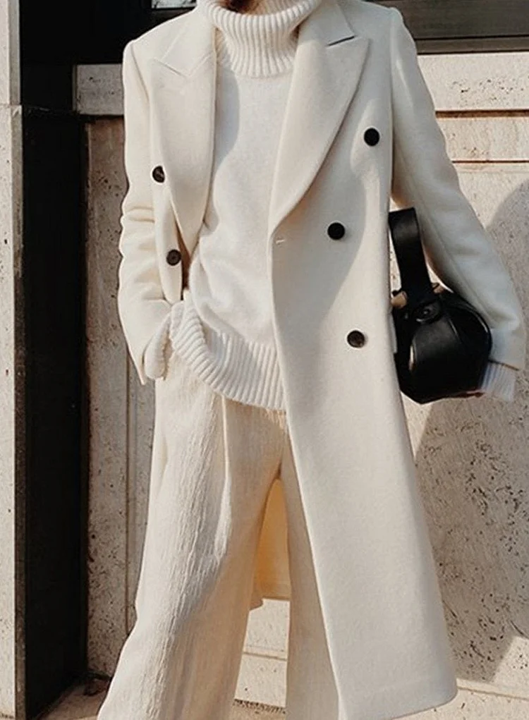 Long sleeved wool coat-Cosfine
